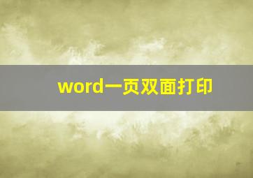 word一页双面打印