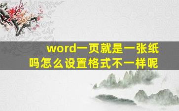 word一页就是一张纸吗怎么设置格式不一样呢