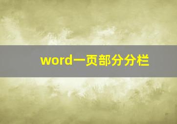 word一页部分分栏