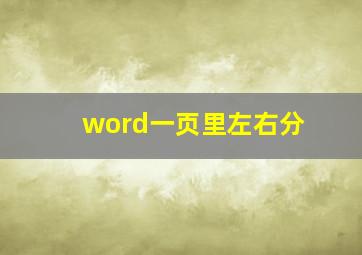 word一页里左右分