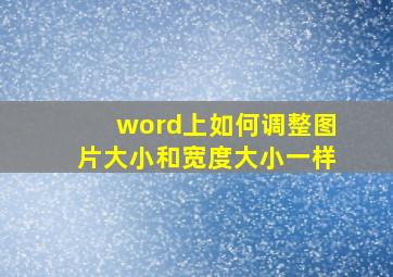 word上如何调整图片大小和宽度大小一样