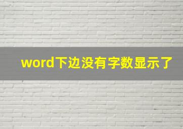 word下边没有字数显示了