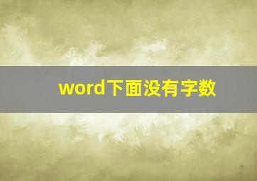 word下面没有字数