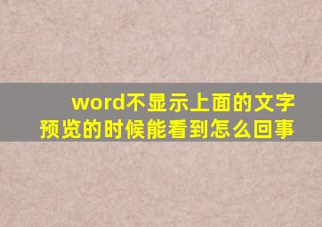 word不显示上面的文字预览的时候能看到怎么回事