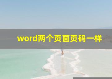 word两个页面页码一样