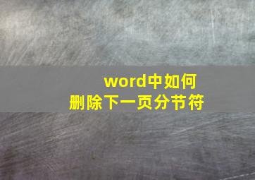 word中如何删除下一页分节符