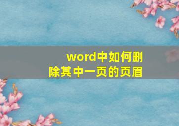 word中如何删除其中一页的页眉