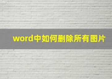 word中如何删除所有图片