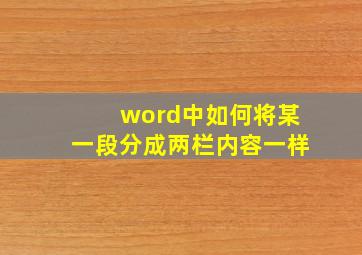 word中如何将某一段分成两栏内容一样