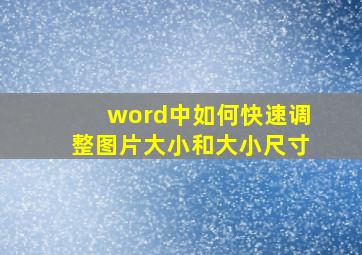 word中如何快速调整图片大小和大小尺寸