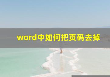 word中如何把页码去掉