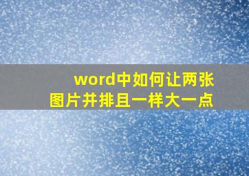 word中如何让两张图片并排且一样大一点