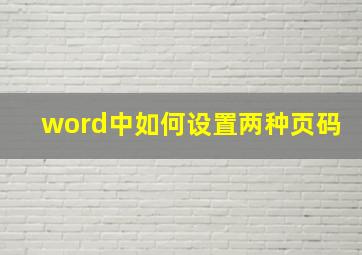 word中如何设置两种页码