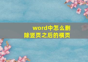 word中怎么删除竖页之后的横页