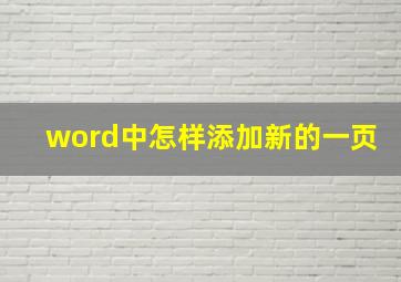 word中怎样添加新的一页