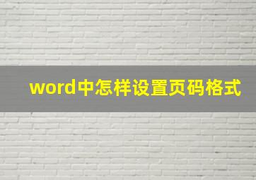 word中怎样设置页码格式