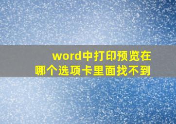 word中打印预览在哪个选项卡里面找不到