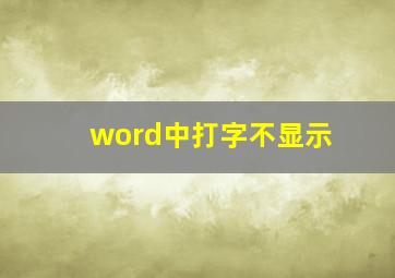 word中打字不显示