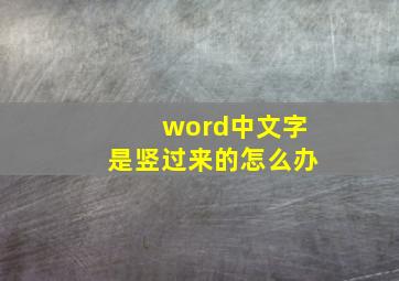 word中文字是竖过来的怎么办