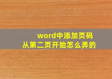 word中添加页码从第二页开始怎么弄的