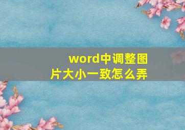 word中调整图片大小一致怎么弄