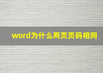 word为什么两页页码相同