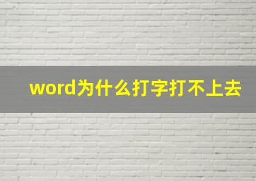 word为什么打字打不上去