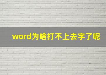 word为啥打不上去字了呢