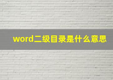 word二级目录是什么意思