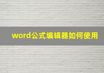 word公式编辑器如何使用