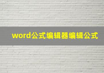 word公式编辑器编辑公式