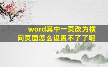 word其中一页改为横向页面怎么设置不了了呢