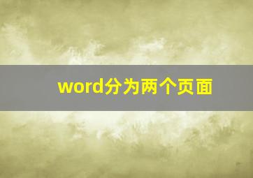 word分为两个页面