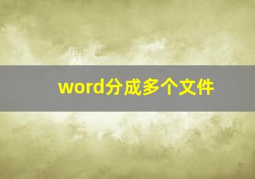 word分成多个文件