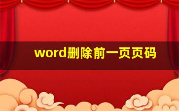 word删除前一页页码