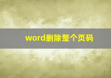 word删除整个页码