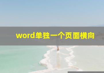 word单独一个页面横向