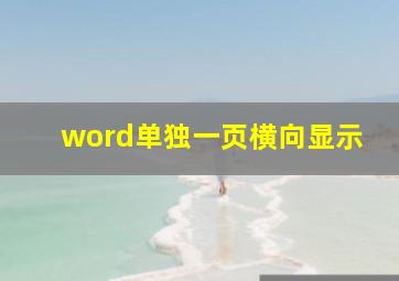 word单独一页横向显示