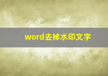 word去掉水印文字