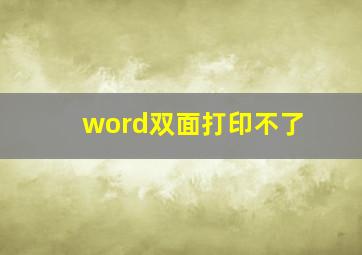 word双面打印不了