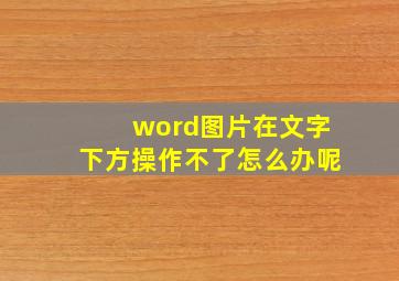 word图片在文字下方操作不了怎么办呢