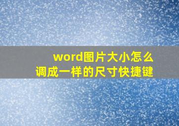 word图片大小怎么调成一样的尺寸快捷键