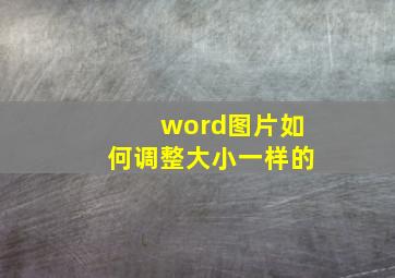 word图片如何调整大小一样的