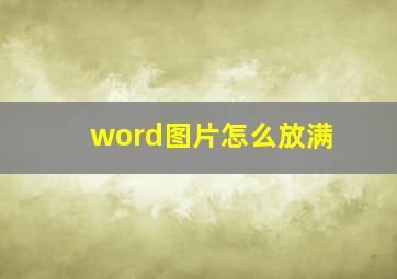 word图片怎么放满