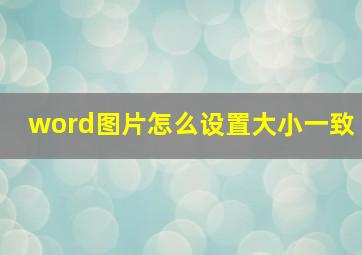 word图片怎么设置大小一致