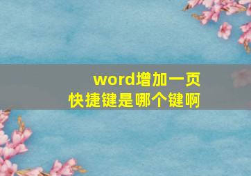 word增加一页快捷键是哪个键啊