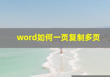 word如何一页复制多页