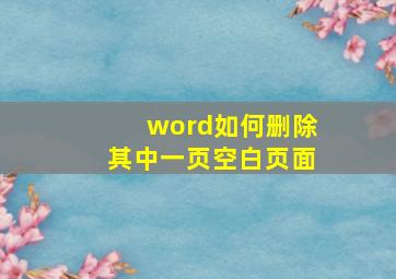 word如何删除其中一页空白页面