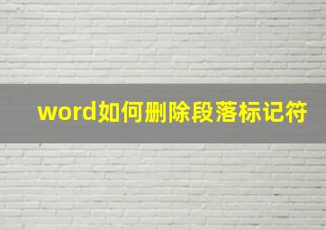 word如何删除段落标记符