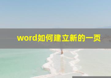 word如何建立新的一页